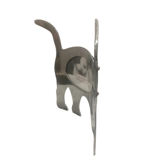 Cat Photo Frame Large Metal Freestanding Curved Large 11” Table Decor Silver 4x6 - Picture 13 of 16